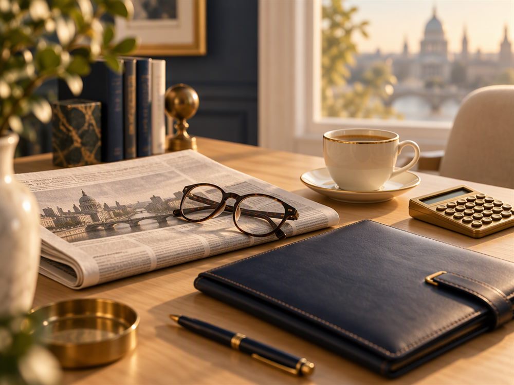 Documents and a calculator laid out on a desk